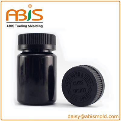 75cc medicine bottles PET 75ml black color pill bottle with childproof cap